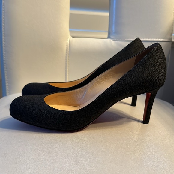 CHRISTIAN LOUBOUTIN Simple Pump 70 Grey Textile Denim Shoes Heels 39.5 👠 - Picture 4 of 12